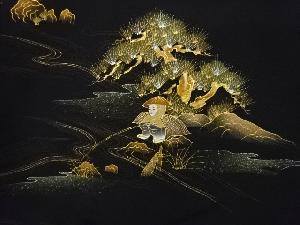 アンティーク　金彩流水に松・釣り人模様一ツ紋絵羽織